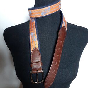 Mens 'The Belted Cow" Leather & Twill Belt